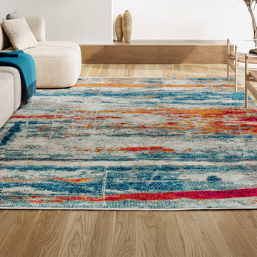 Contemporary Pop Modern Abstract Brushstroke Area Rug